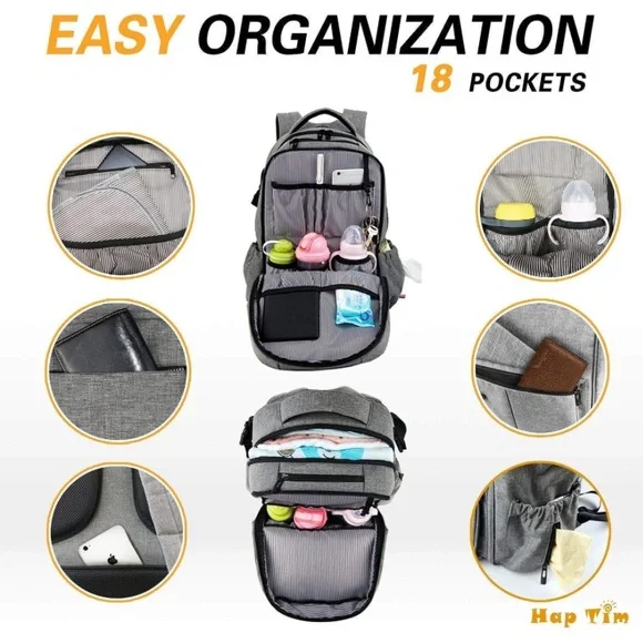 Hap Tim (Amazon) Large Diaper Backpack Grey - Picture 2 of 10